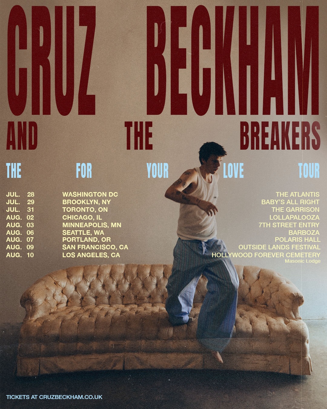 Cruz Beckham For Your Love Tour Poster 2026